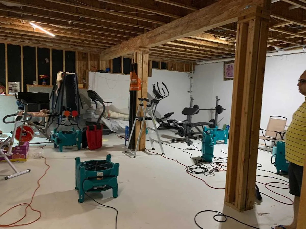 Basement drying equipment setup for Contents Cleaning & Restoration in Schererville