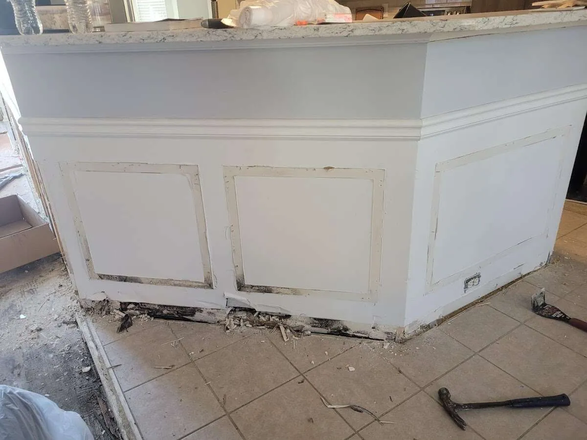 Water damage and mold on kitchen during Storm Damage Restoration in Schererville